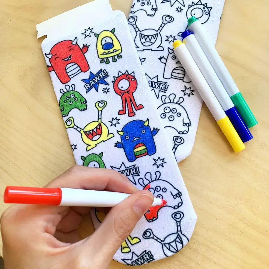 Coloring Socks - Blast Off Outer Space