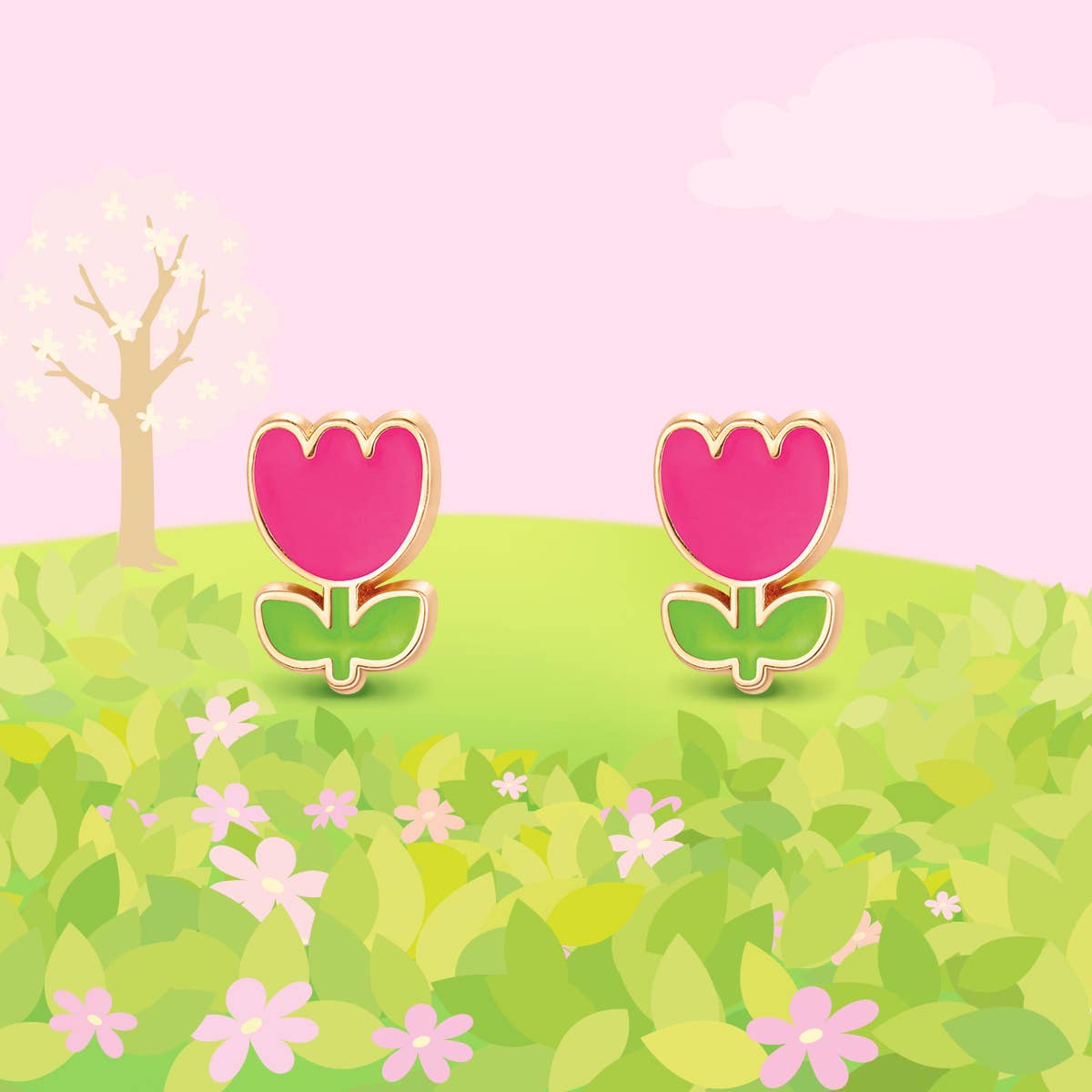Tiny Tulip Stud Earrings