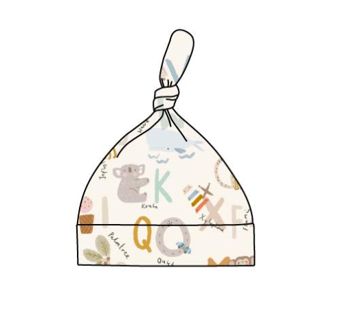 Animal ABC Bamboo Knotted Baby Gown + Hat