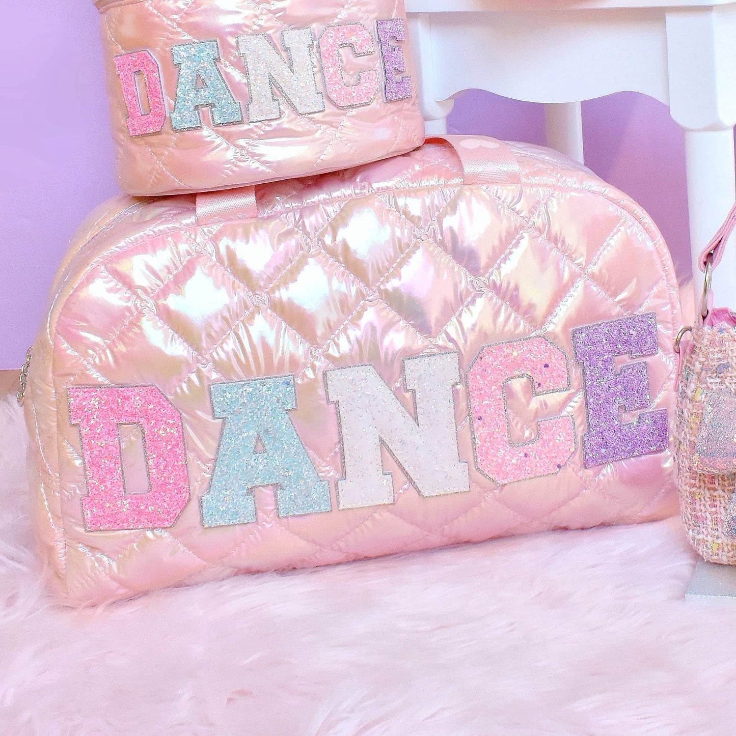 'Dance' Metallic Quilted Medium Duffle Bag