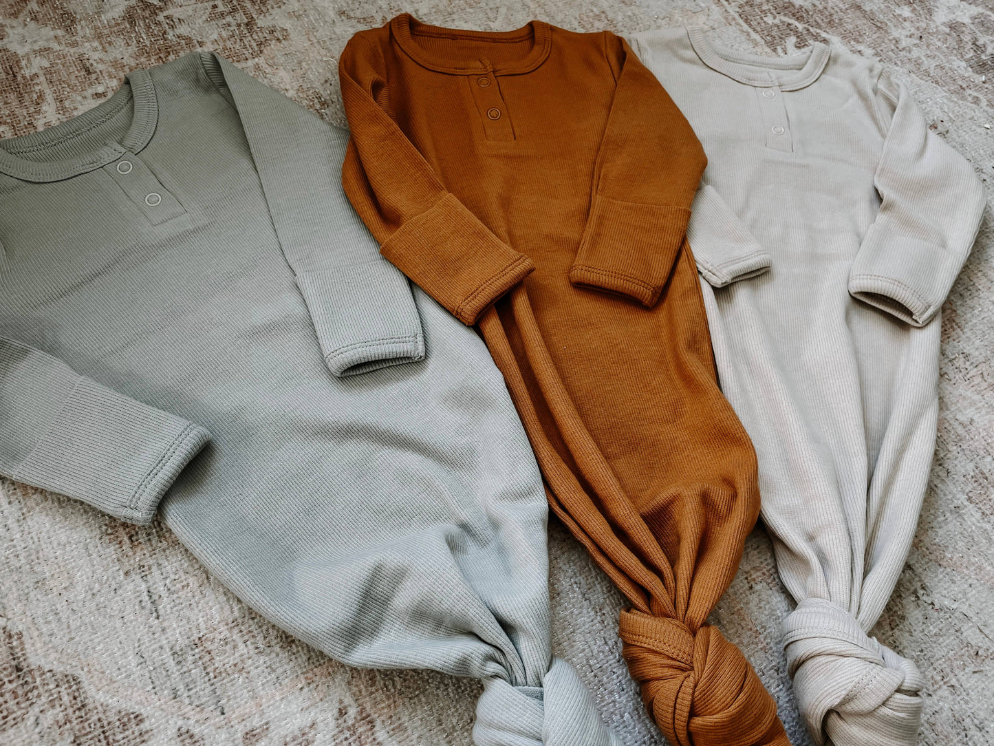 Knotted Baby Gown - Oatmeal