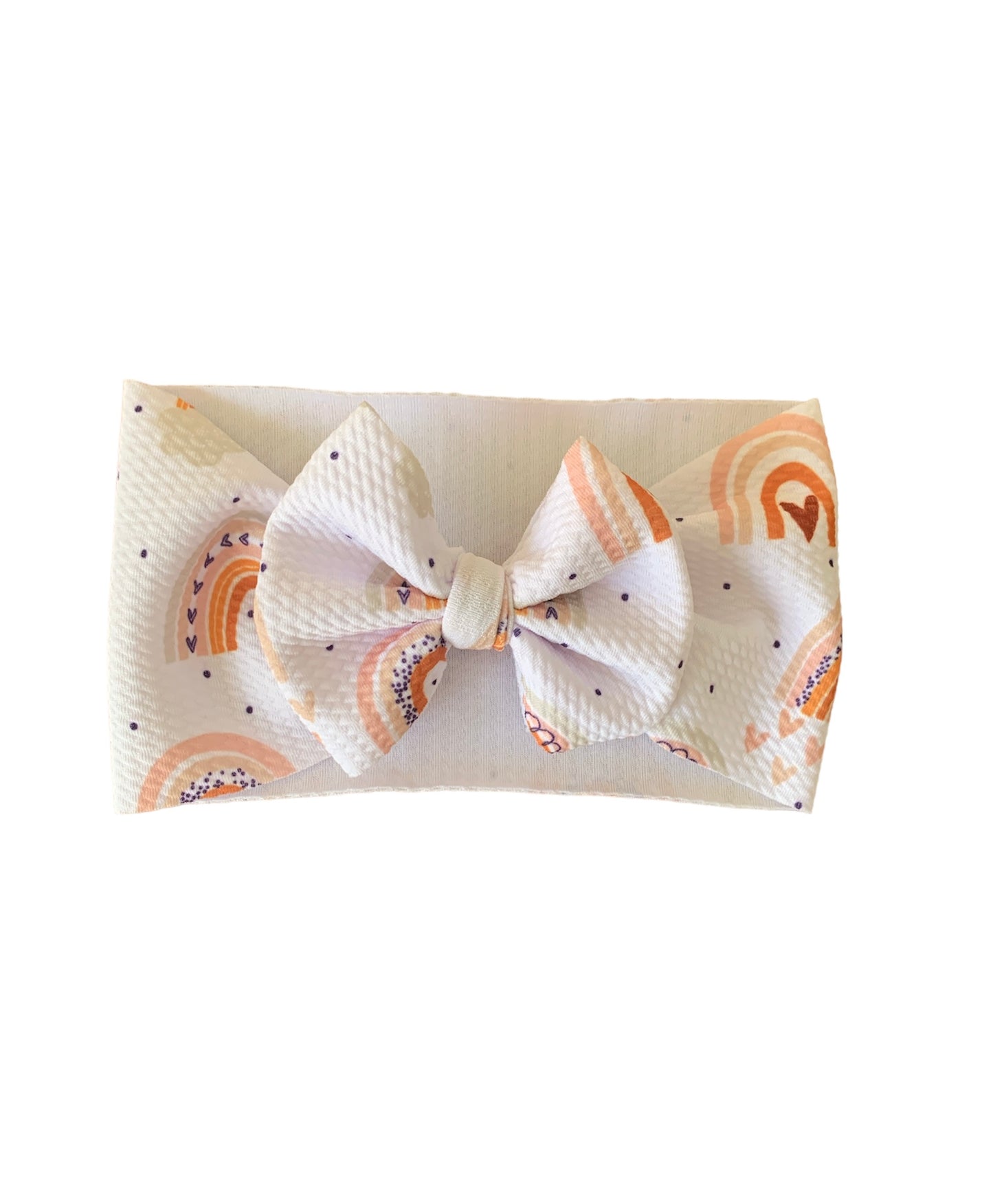 Neutral Rainbow Headwrap Bow