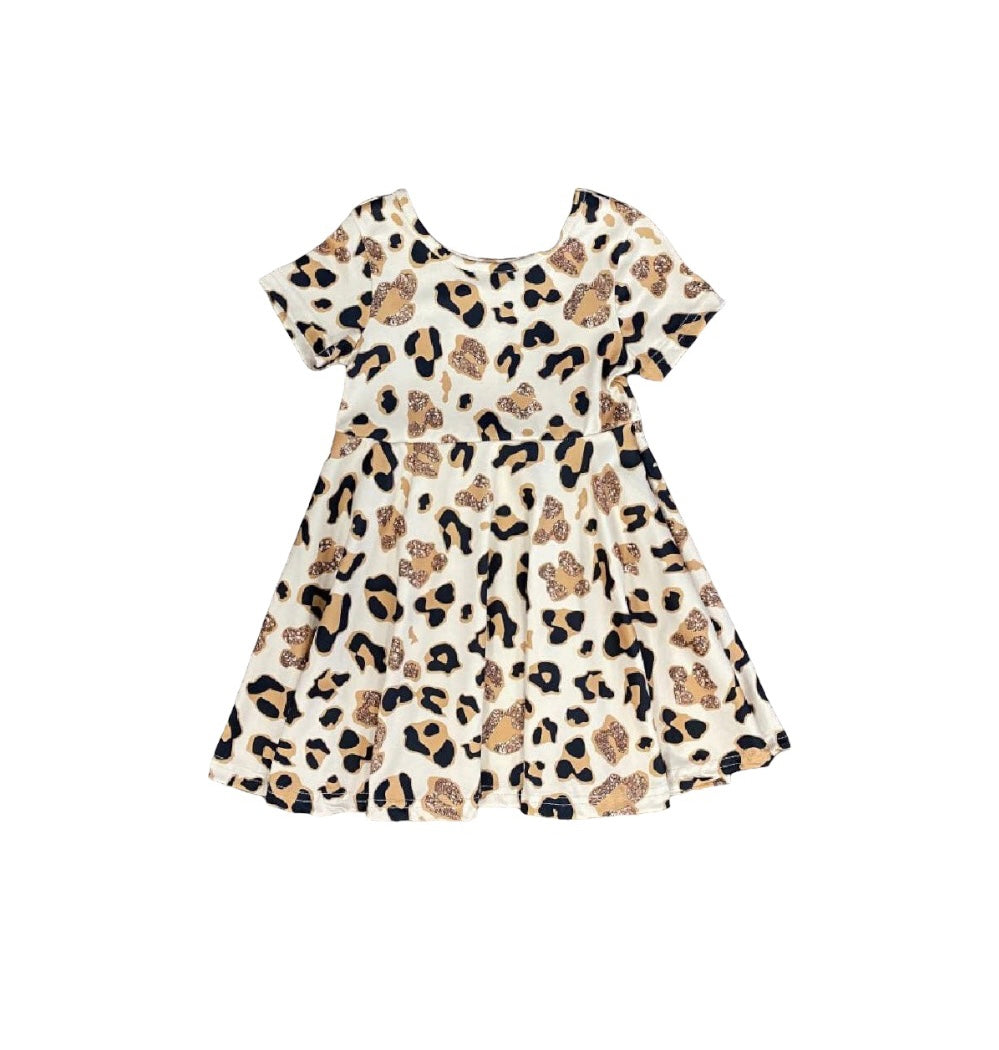 Ivory & Gold Animal Print Twirl Dress