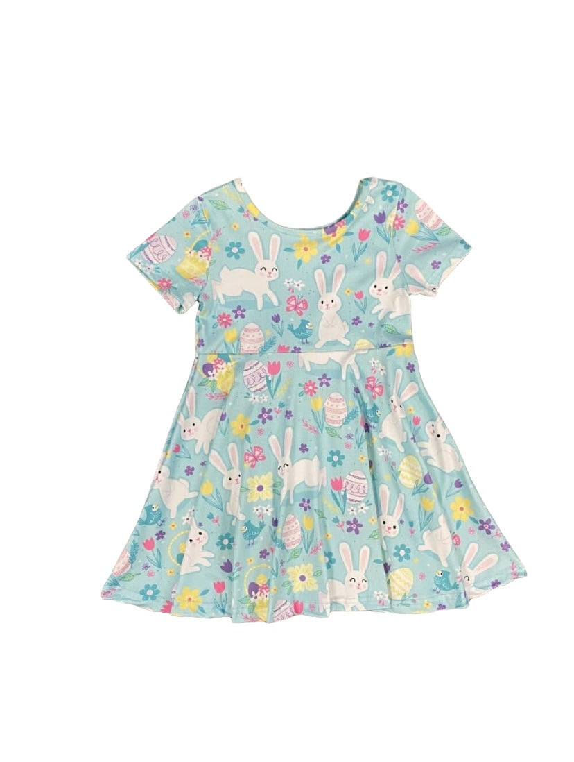 Light Blue Easter Bunny Twirl Dress