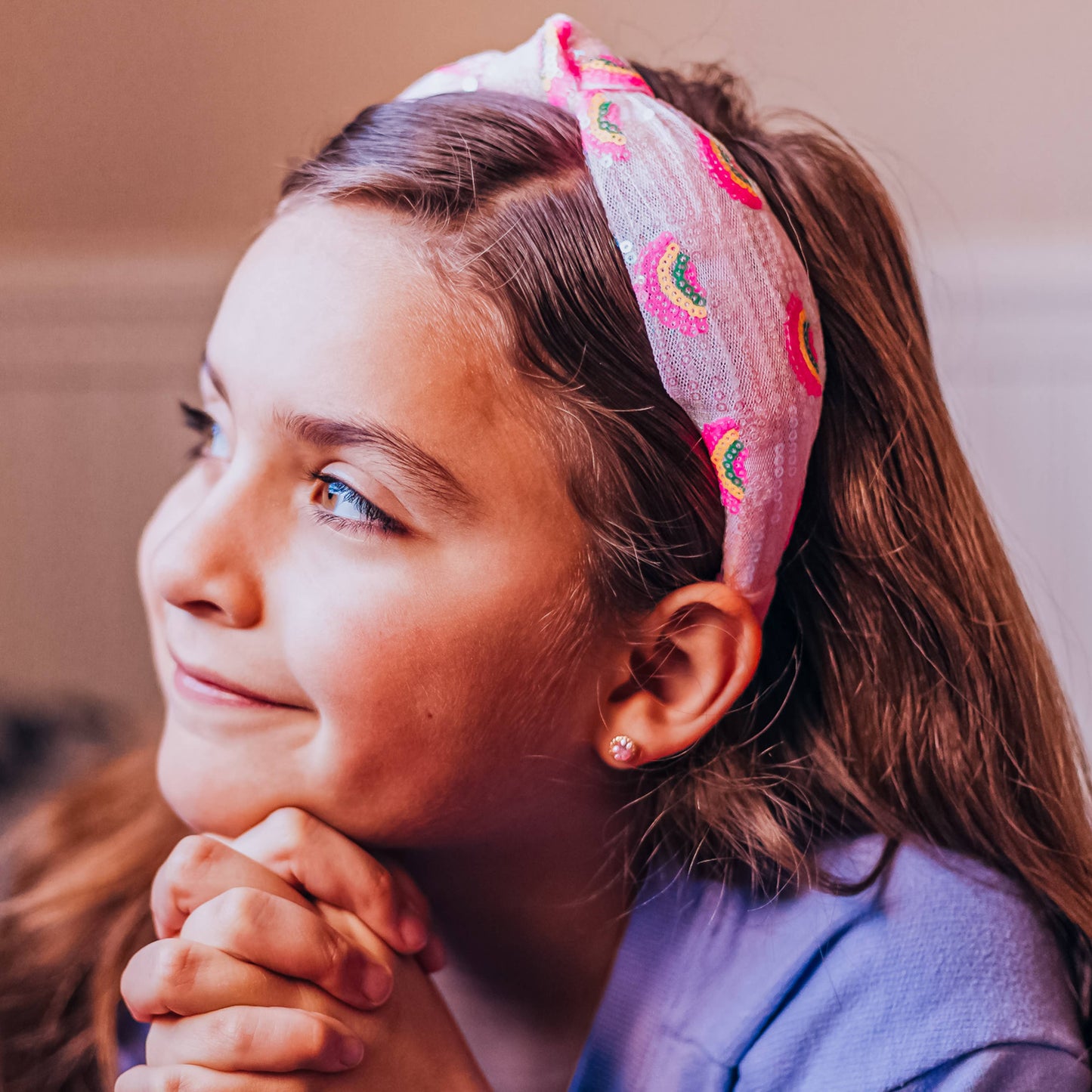 Sequin Knot Headband - Rainbow