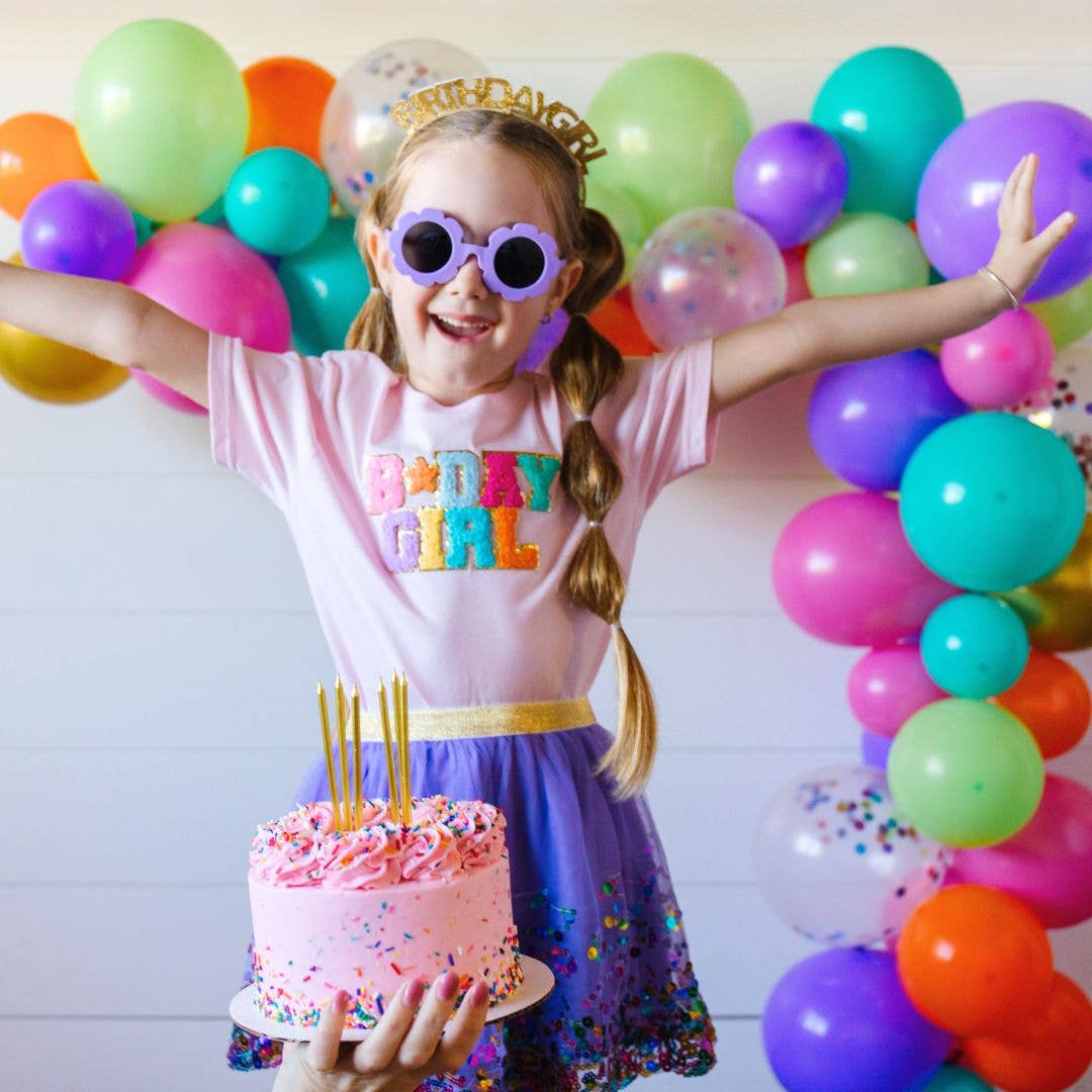Birthday Girl Patch Short Sleeve T-Shirt - Pink