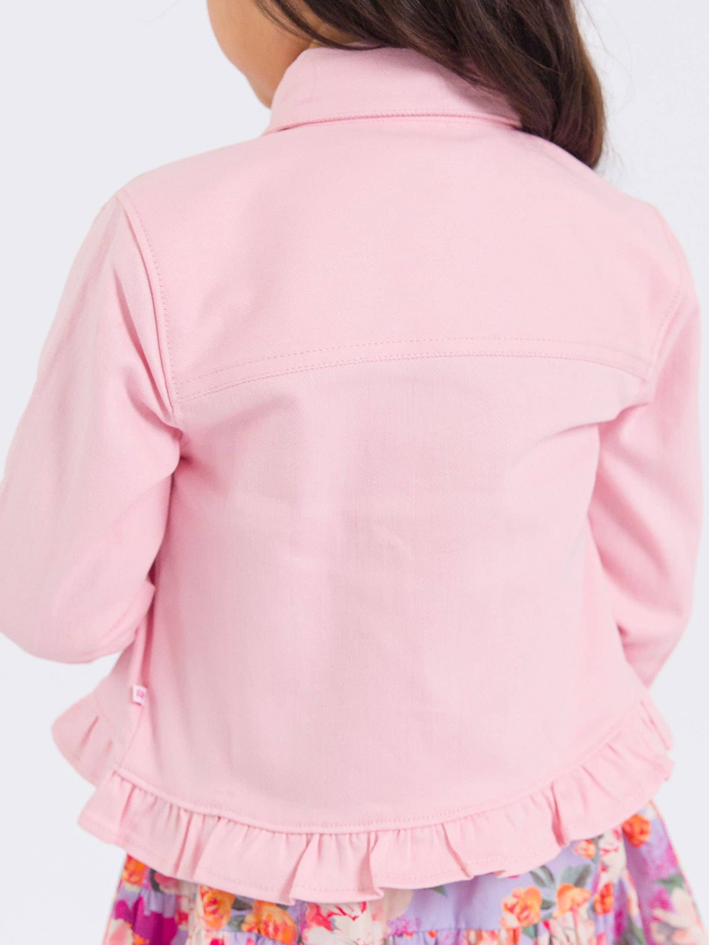 Pink Denim Ruffle Jean Jacket