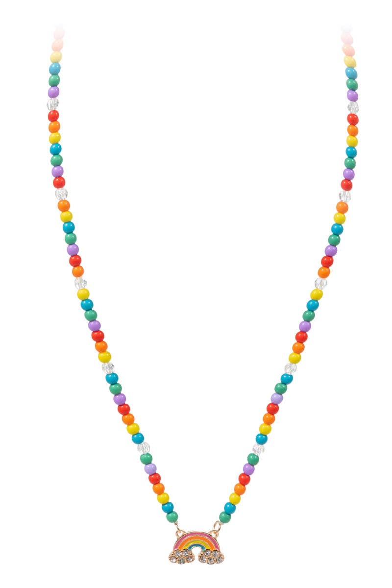 Beaded Rainbow Pendant Necklace