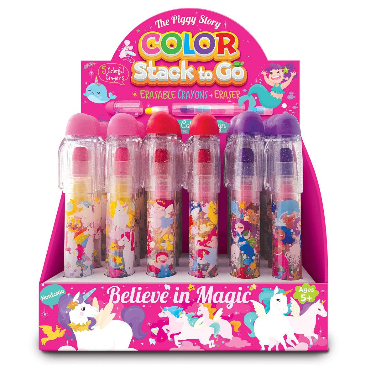 Color Stack to Go Erasable Unicorn Crayons