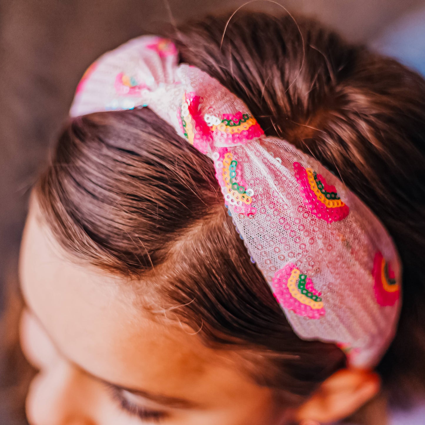 Sequin Knot Headband - Rainbow