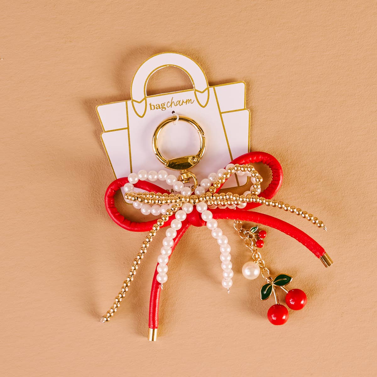 Layered Bows Bag Charm – Cherry Bliss