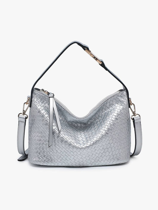 Woven Satchel w/ Top Zip Closure & Crossbody Strap