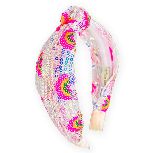 Sequin Knot Headband - Rainbow