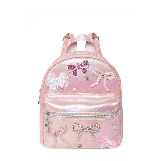 Metallic Bow Patched Mini Backpack
