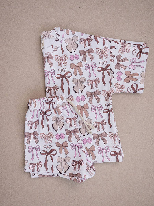 Mocha Bows Shorts Set