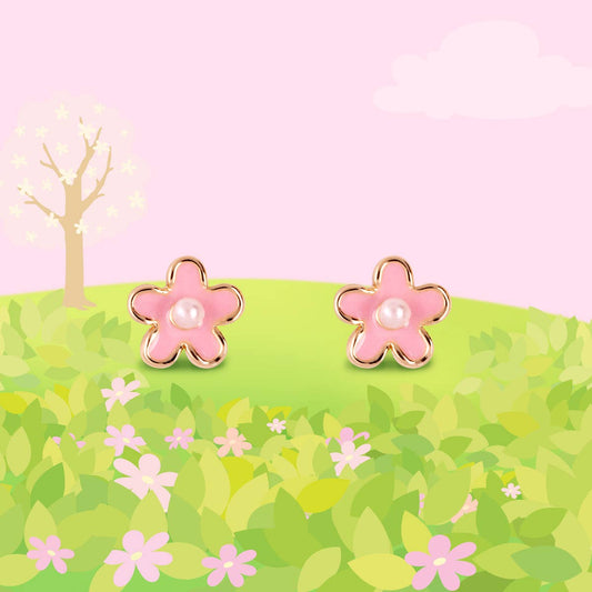 Pink Fancy Flower Stud Earrings