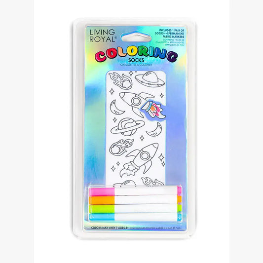 Coloring Socks - Blast Off Outer Space