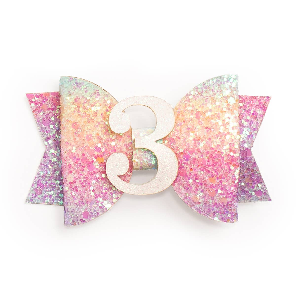 Pastel Rainbow 3rd Birthday Bow Clip