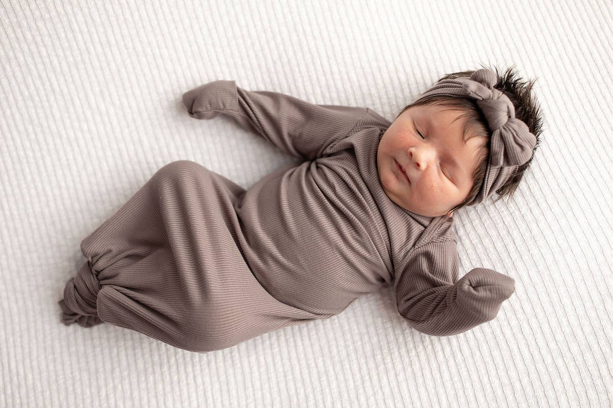 Cocoa Ribbed Knotted Gown