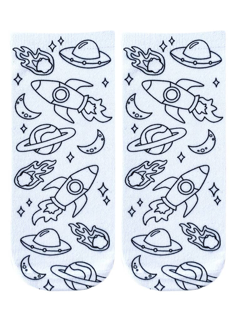 Coloring Socks - Blast Off Outer Space