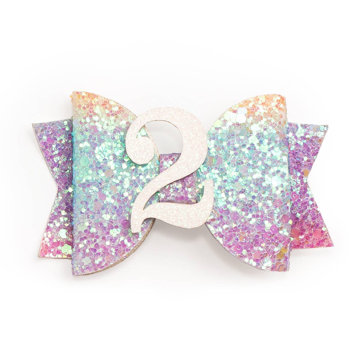 Pastel Rainbow 2nd Birthday Bow Clip