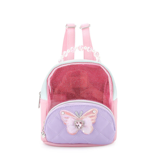 Quilted Clear Mini Backpack with Beaded Top Handle