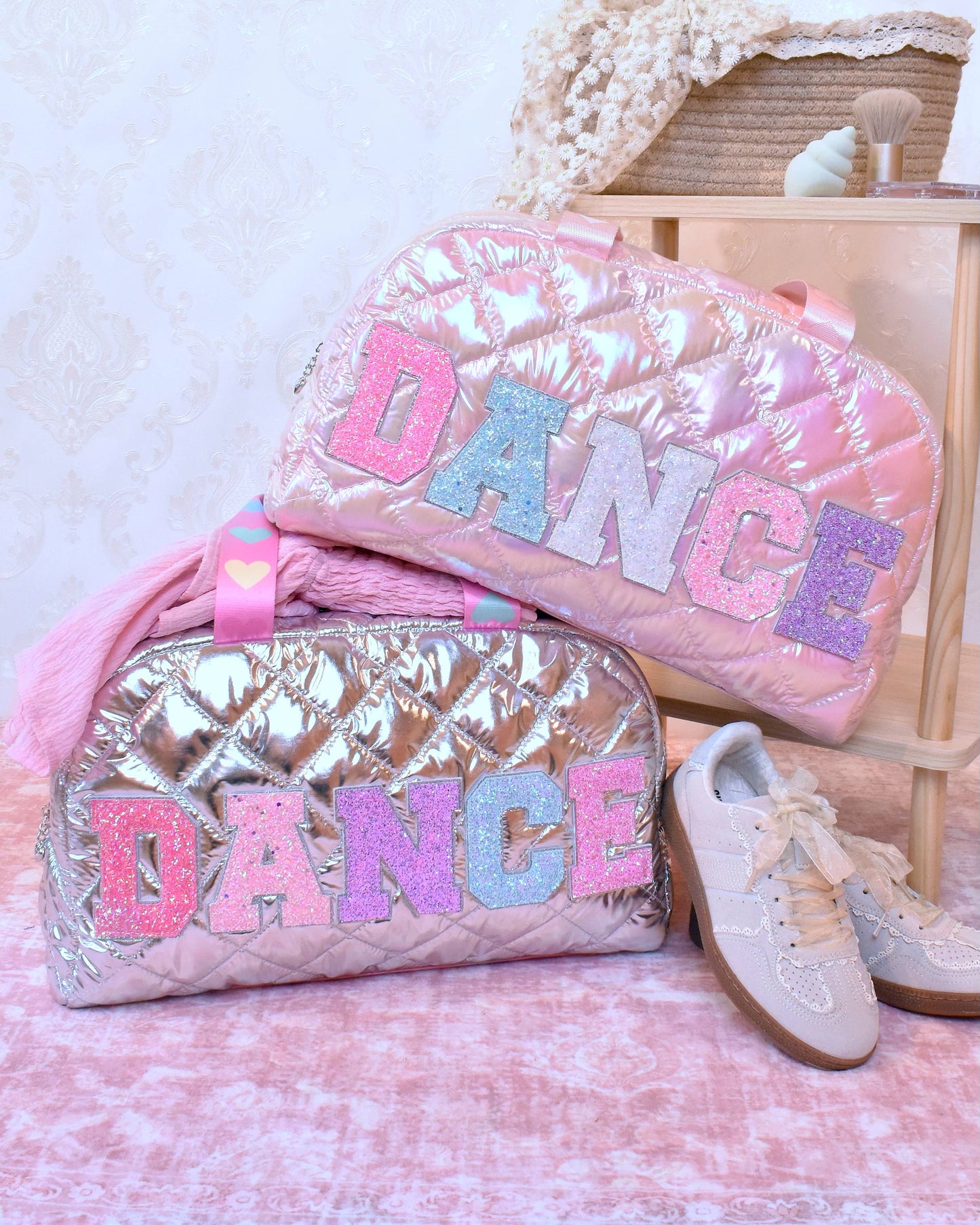 'Dance' Metallic Quilted Medium Duffle Bag