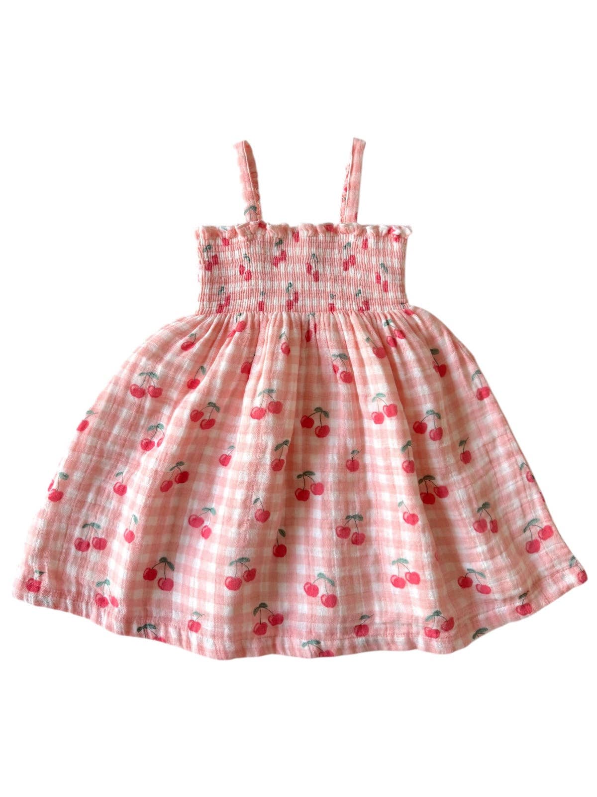 Gingham + Cherries Muslin Dress