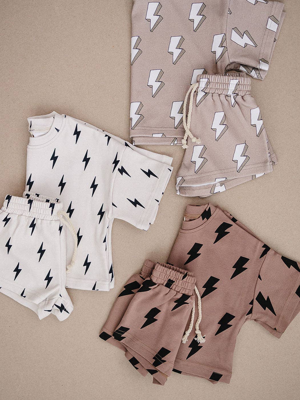 Mocha Bolts Shorts Set