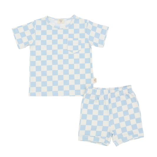 Coastal Check Short Sleeve Set | Blue
