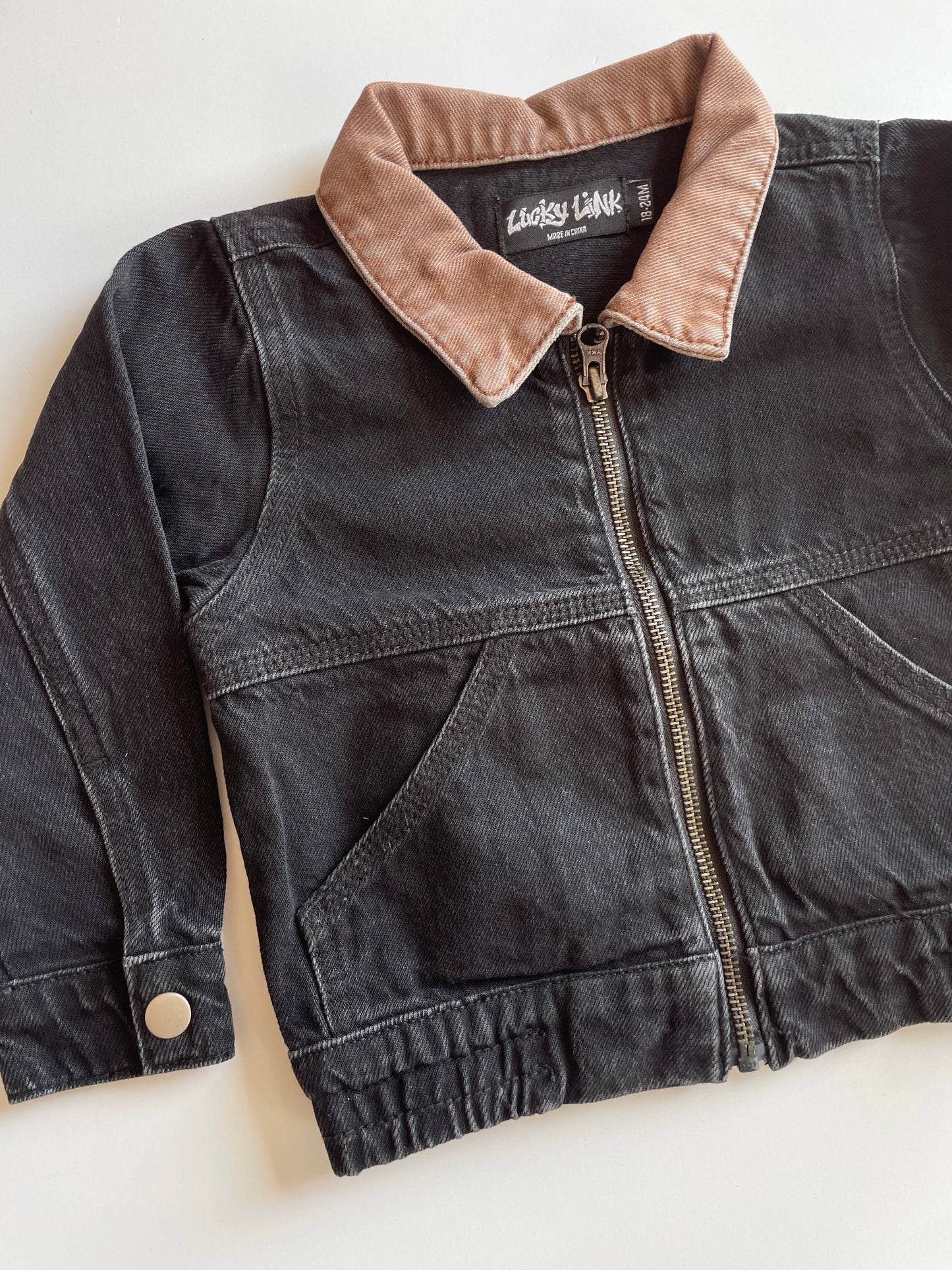 Black Vintage-Wash Denim Jacket