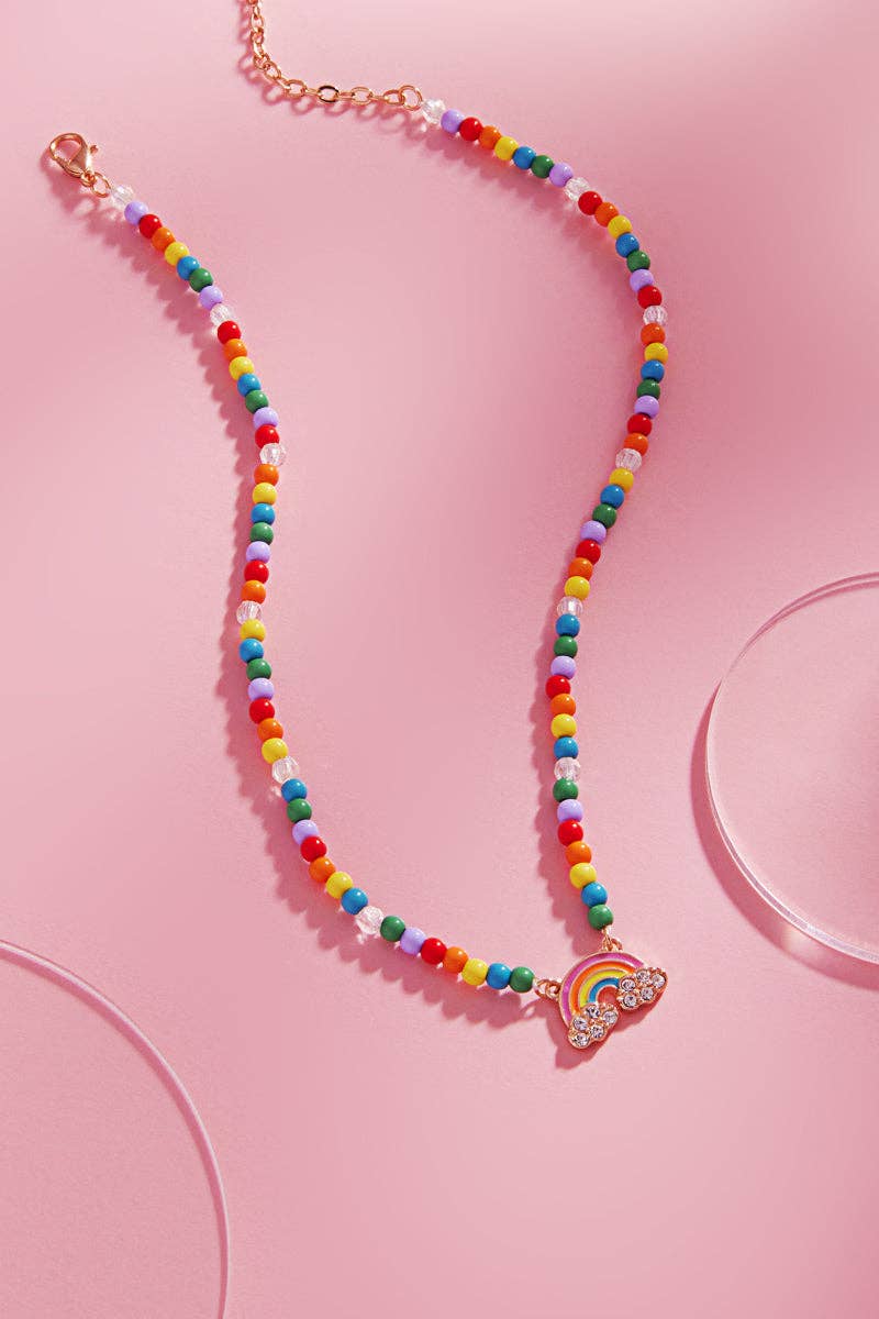 Beaded Rainbow Pendant Necklace