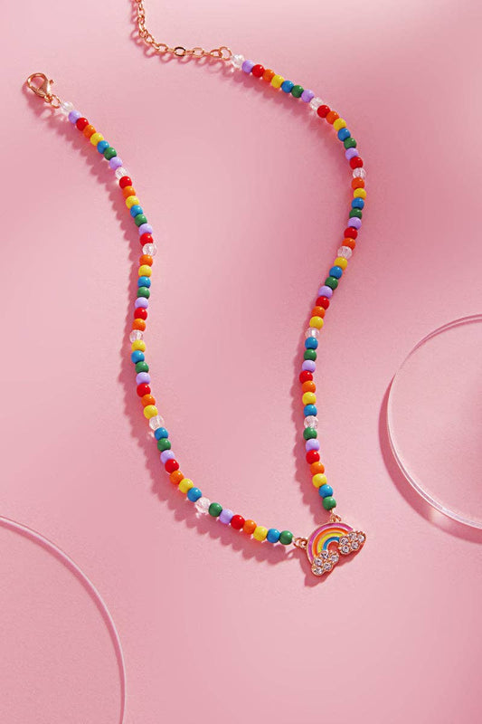 Beaded Rainbow Pendant Necklace