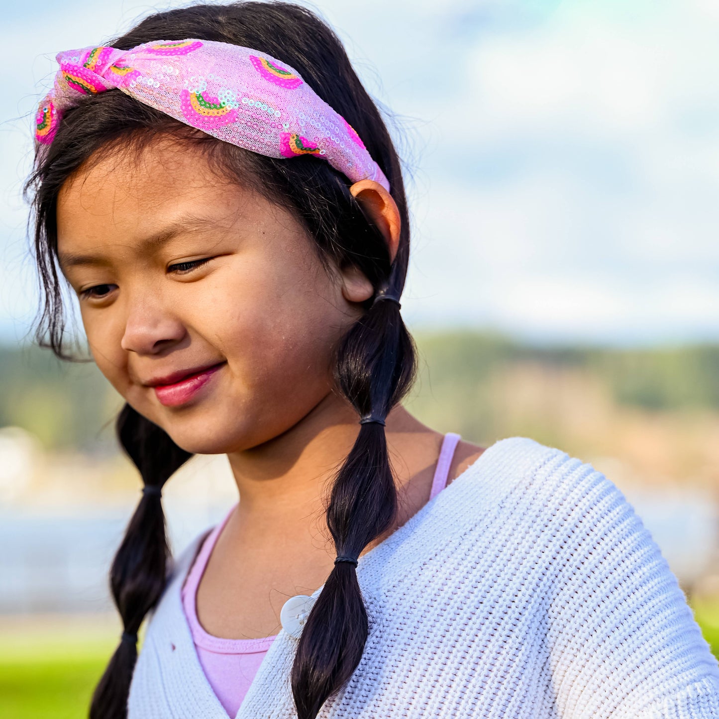 Sequin Knot Headband - Rainbow