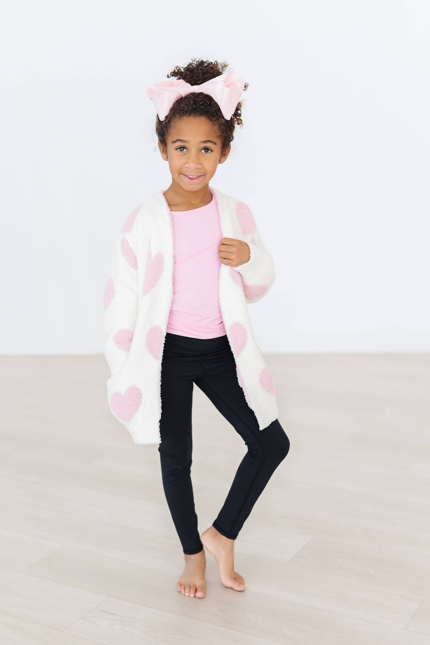 Coconut/Pink Heart Cozy Cardigan