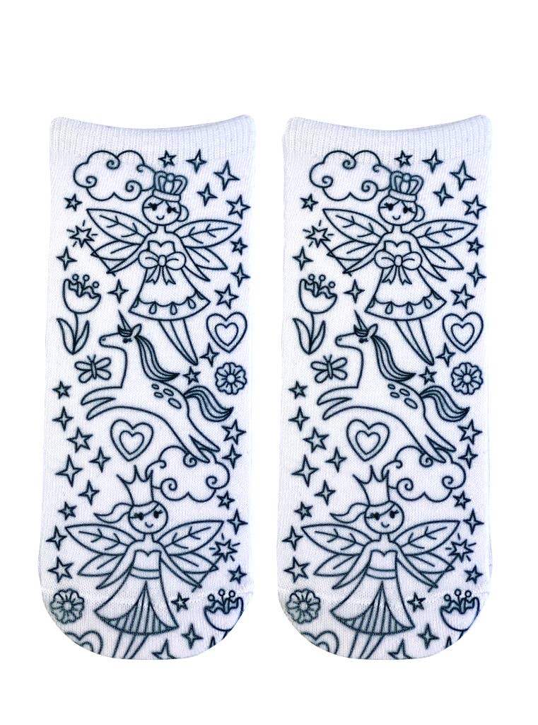 Coloring Socks - Fairy Princesses & Unicorns