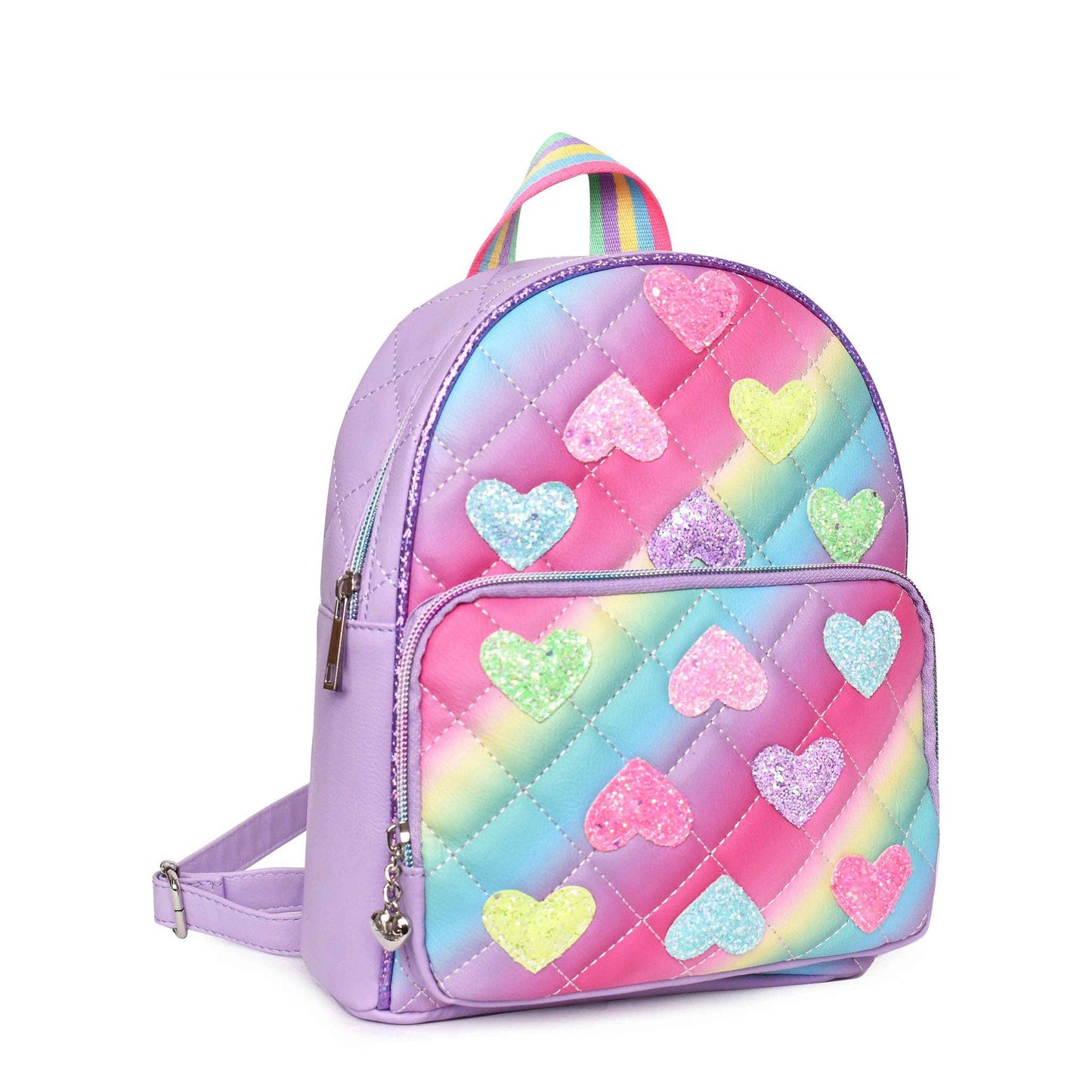 Glitter Heart-Patched Mini Backpack