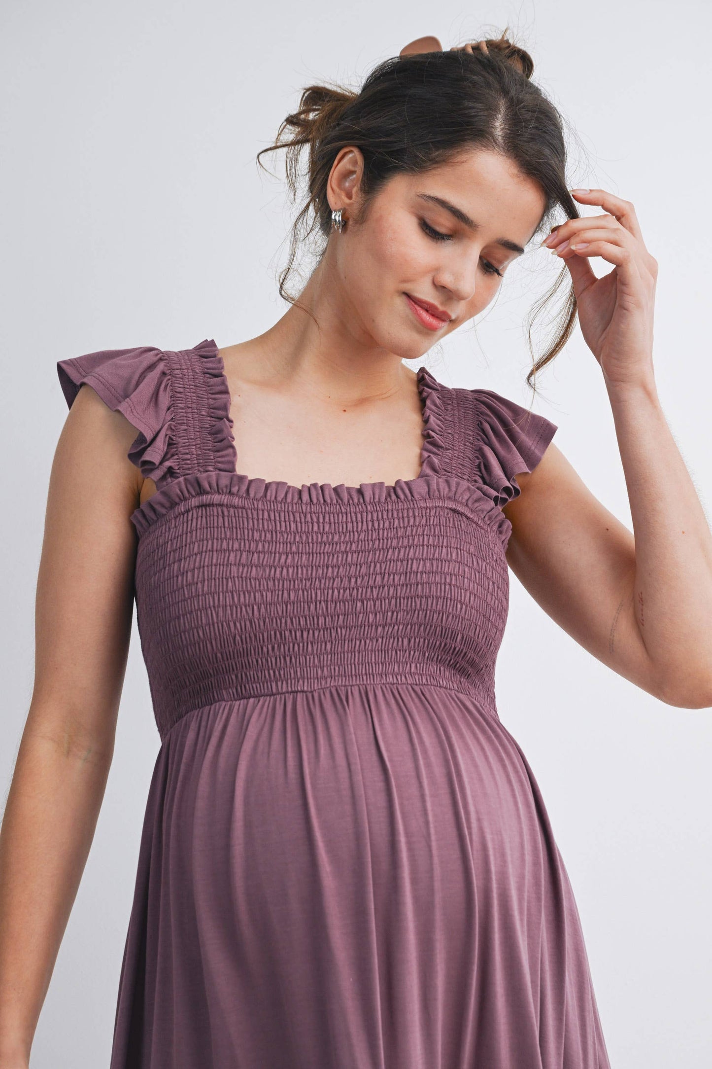 Smocked Tiered Maternity Mini Dress