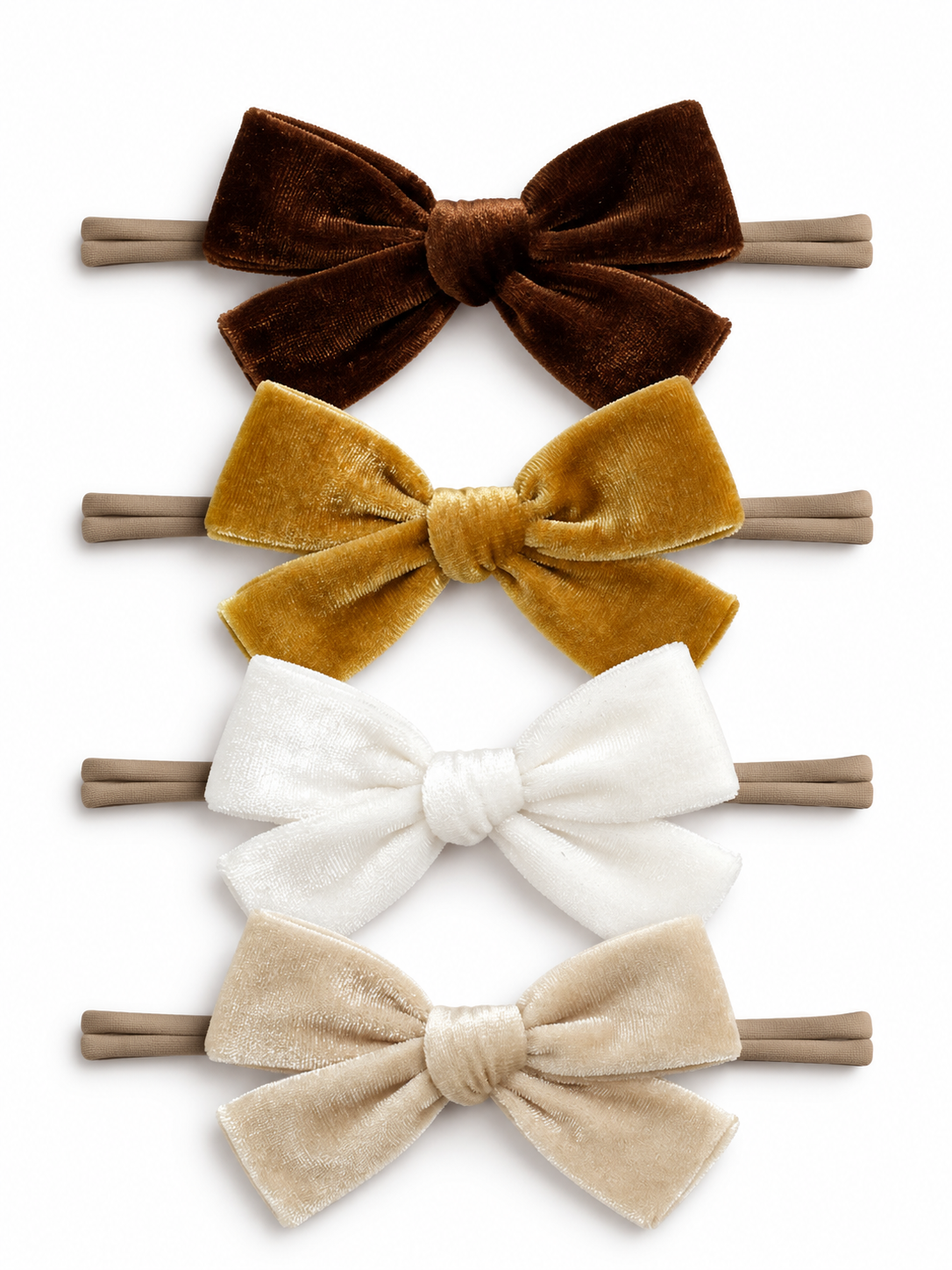 4-Pack Velvet Nylon Bows-Golden Neutral