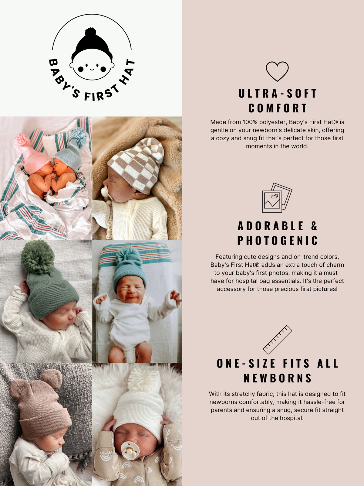 Baby's First Hat®-Petal Pink Bow