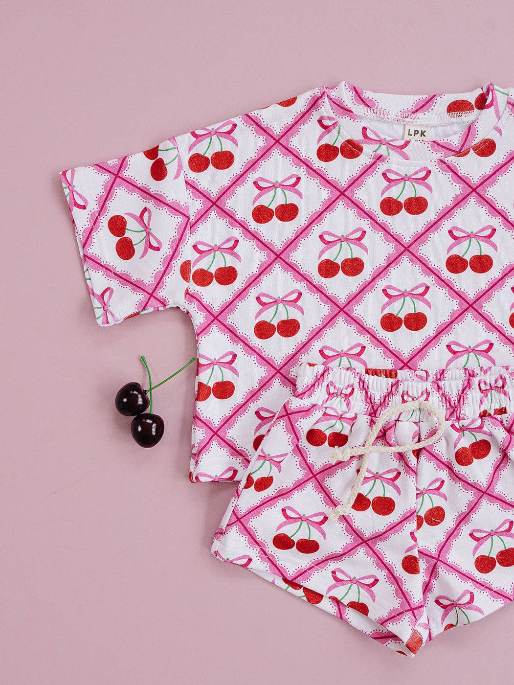 Cherry Bow Shorts Set