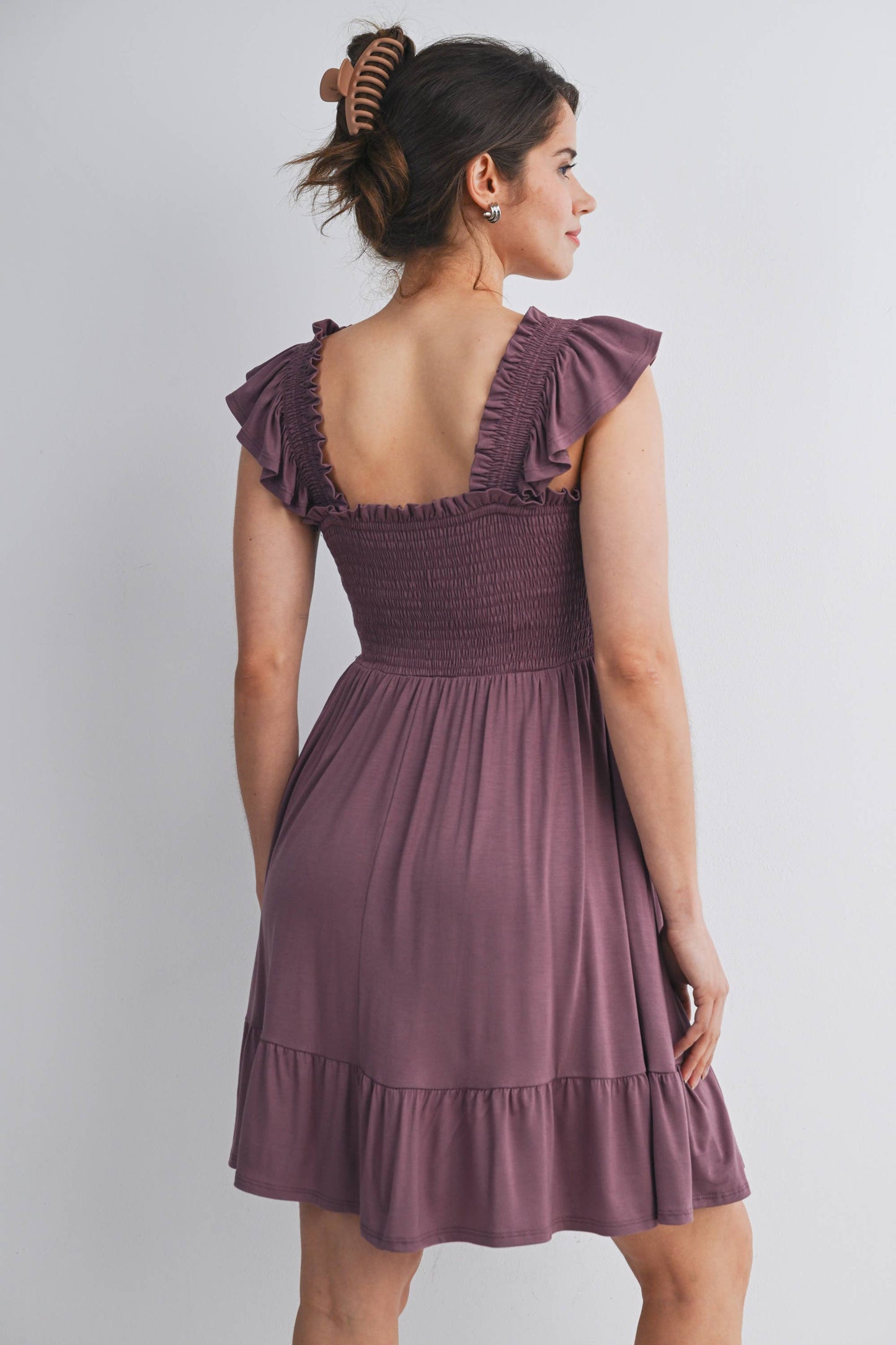 Smocked Tiered Maternity Mini Dress