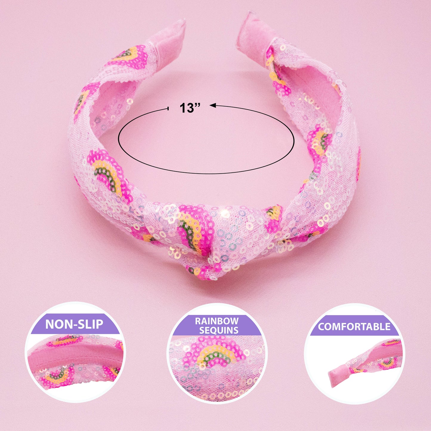 Sequin Knot Headband - Rainbow