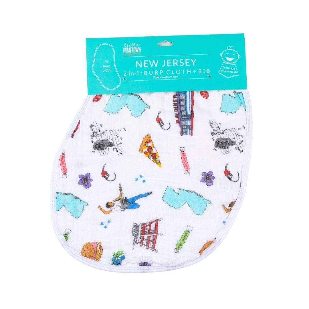 New Jersey Baby Burp Cloth and Bib