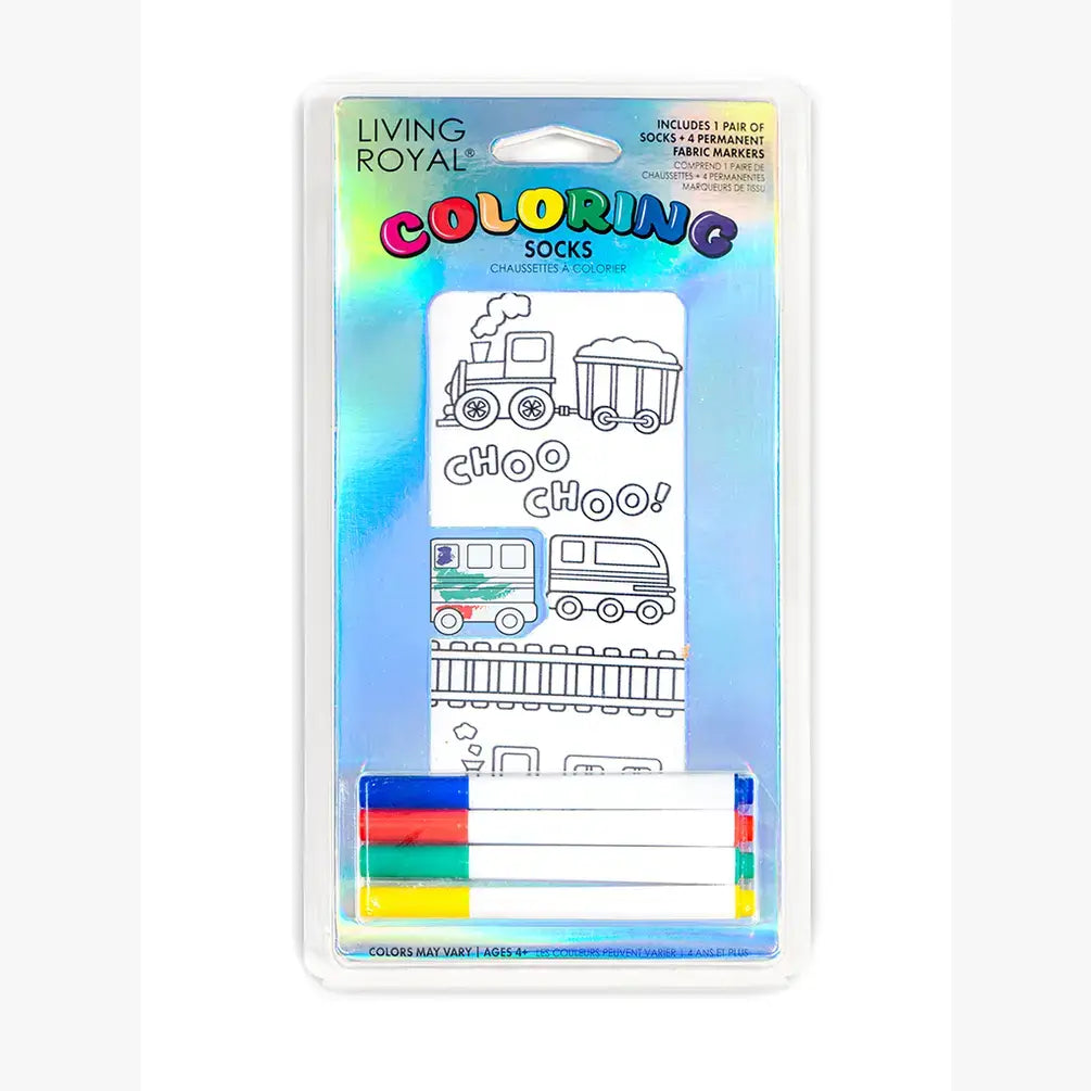 Coloring Socks - Trains on the Tracks