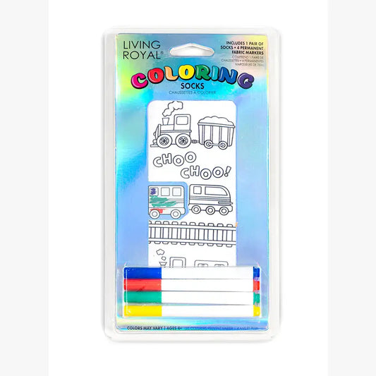 Coloring Socks - Trains on the Tracks
