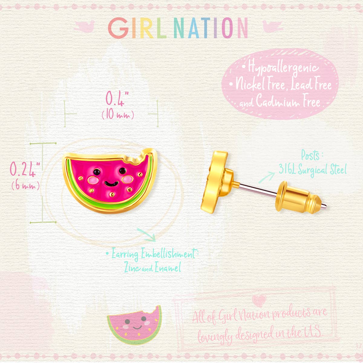 One in a Melon Cutie Stud Earrings