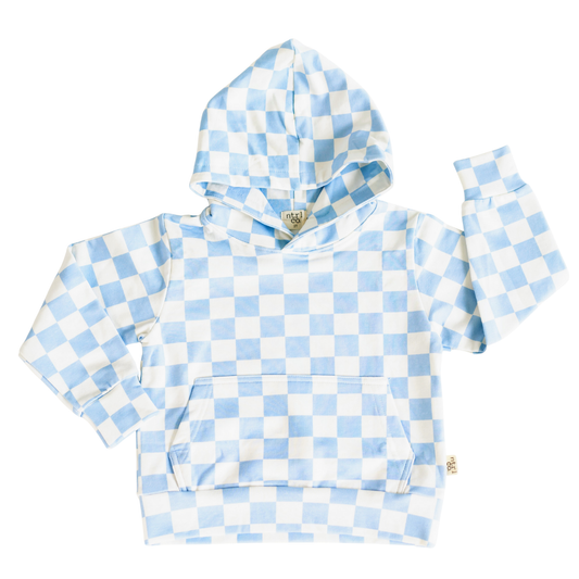 Seaside Coastal Check Hoodie - Blue