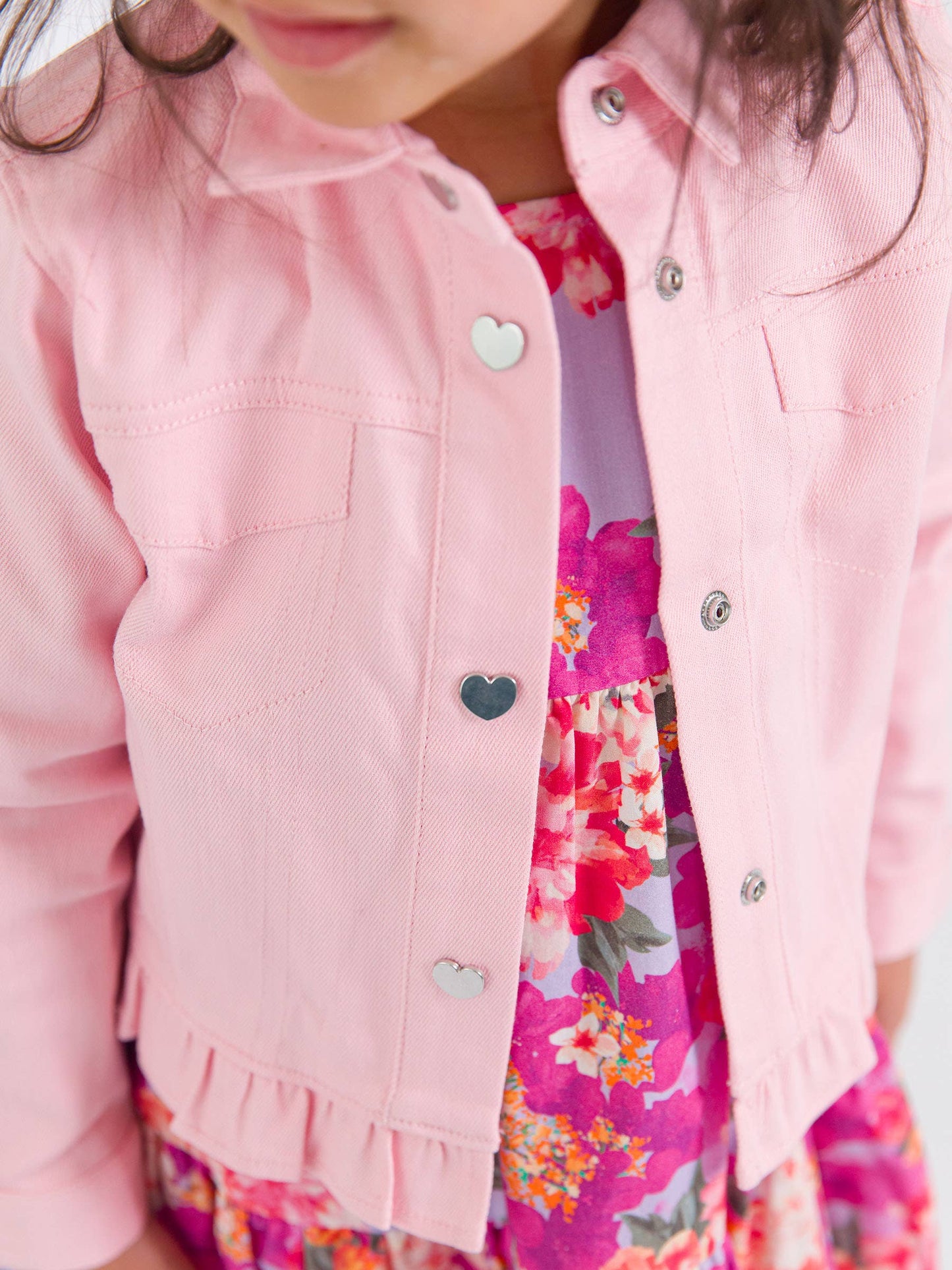Pink Denim Ruffle Jean Jacket