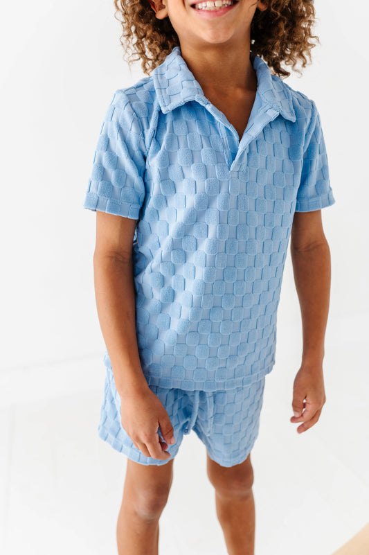 Coastal Blue Terry Check Set